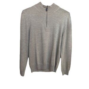 Jos A Bank 100% Merino Wool Quarter Zip Sweater Men’s L Chocoal